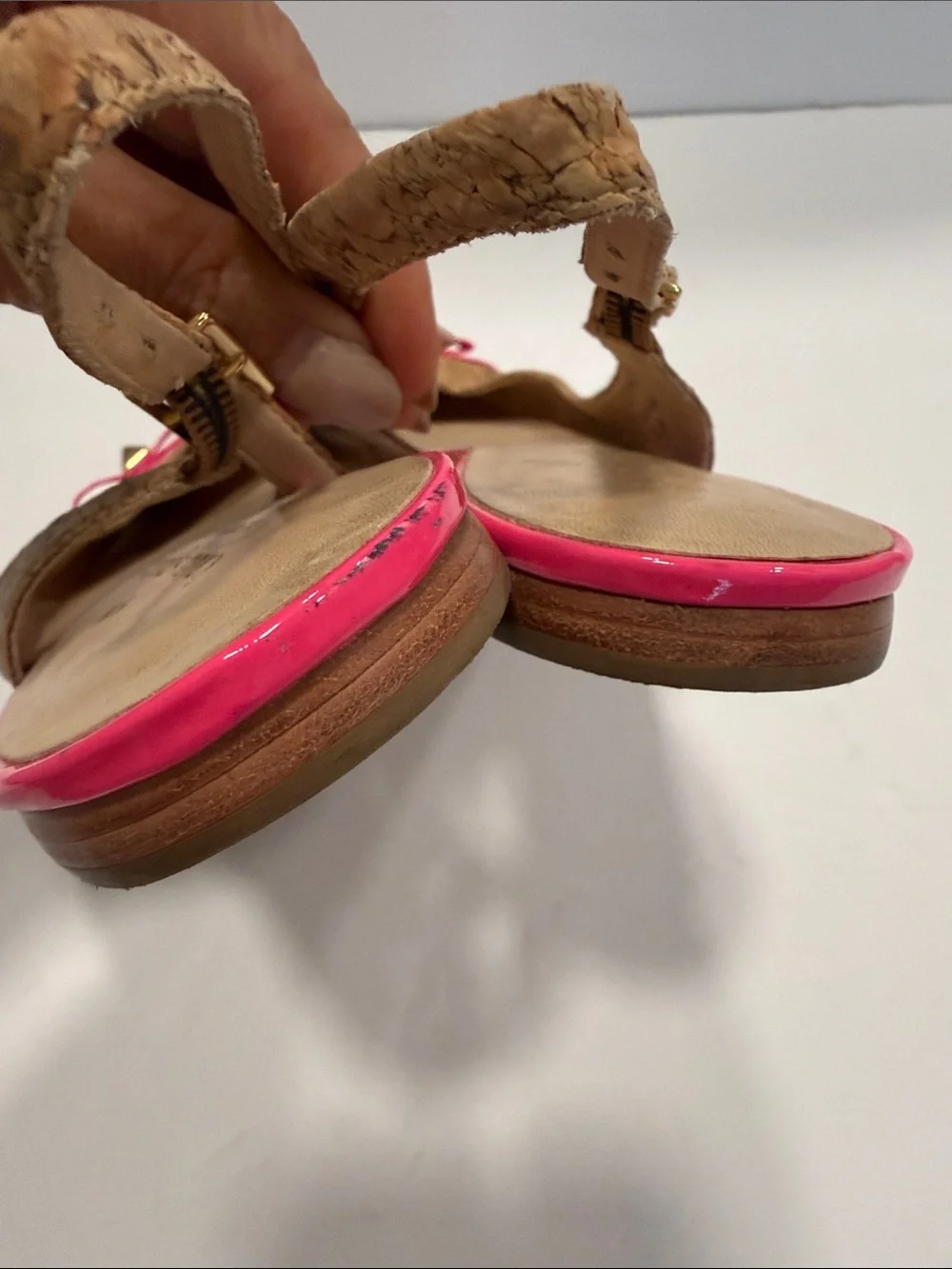 kate spade Cork Ginny Slingback Flats with Hot Pink Patent Point size 7